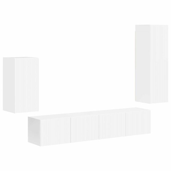 vidaXL TV Cabinet Set 4 pcs High Gloss White Engineered Wood