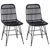 vidaXL Dinning Chair 2 pcs Rattan and Steel Black 41 x 55 x 85 cm