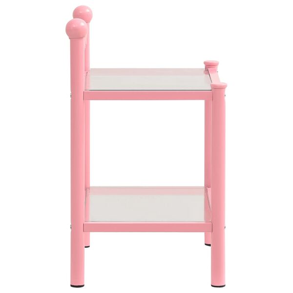 vidaXL Bedside Cabinets 2 pcs Pink and Transparent Metal and Glass