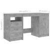 vidaXL Desk Concrete Grey 140x50x76 cm Engineered Wood