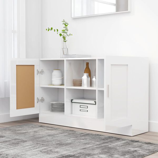 vidaXL Sideboard High Gloss White 120x30.5x70 cm Engineered Wood
