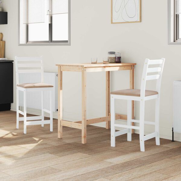 vidaXL Dining Chairs 2 pcs White 40 x 47.5 x 99.5 cm Solid Rubber Wood