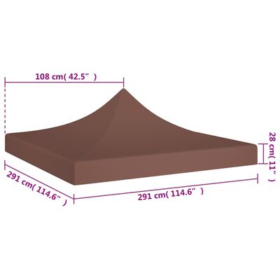 vidaXL Party Tent Roof 3x3 m Brown 270 g/m²