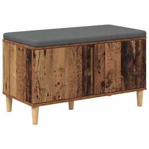 vidaXL Hall Bench with Cushion with Storage Old Wood 80 x 38 x 46 cm