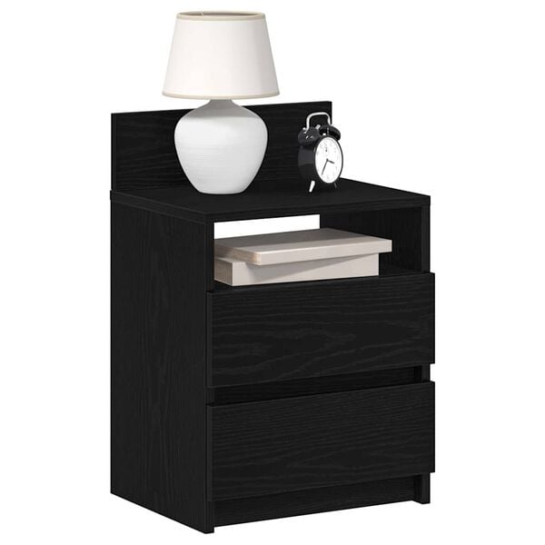 vidaXL Bedside Cabinet with 2 Drawers Black 40x33x60 cm