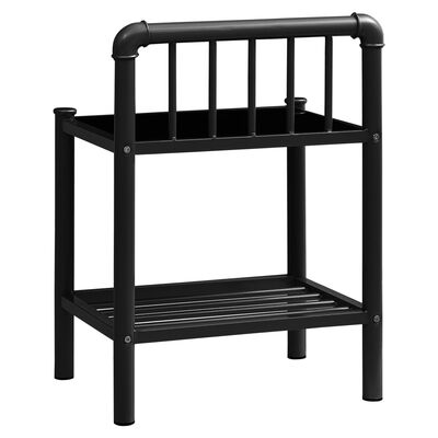 vidaXL Bedside Cabinet Black 45x34.5x62.5 cm Metal and Glass