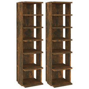 vidaXL Shoe Racks 2 pcs Smoked Oak 27.5x27x102 cm Engineered Wood
