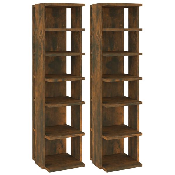 vidaXL Shoe Racks 2 pcs Smoked Oak 27.5x27x102 cm Engineered Wood