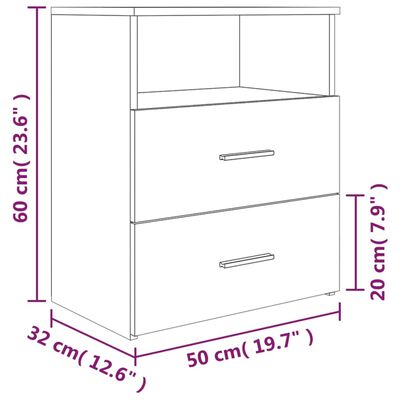 vidaXL Bed Cabinet Brown Oak 50x32x60 cm