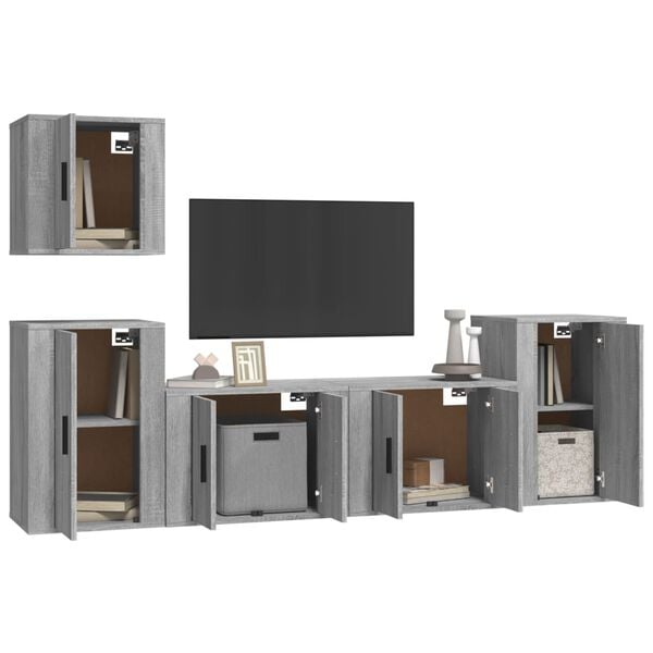 vidaXL 5 Piece TV Cabinet Set Grey Sonoma Engineered Wood