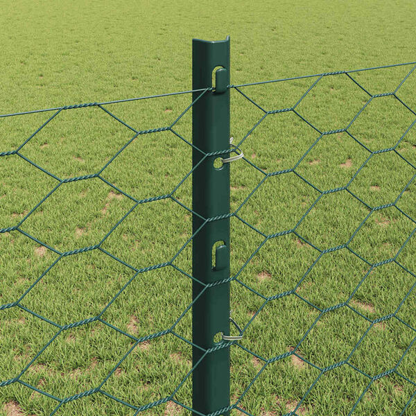 vidaXL Fence with Post Green 1.2 x 100 m Steel and PVC