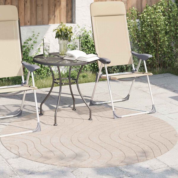 vidaXL Area Rugs Round PALMERAS Beige &Oslash; 120 CM Polyester