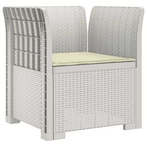 vidaXL 1-Seater Armchair with Cushion Rattan Look PP White