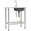 vidaXL Camping Sink Single Basin with Tap Stainless Steel