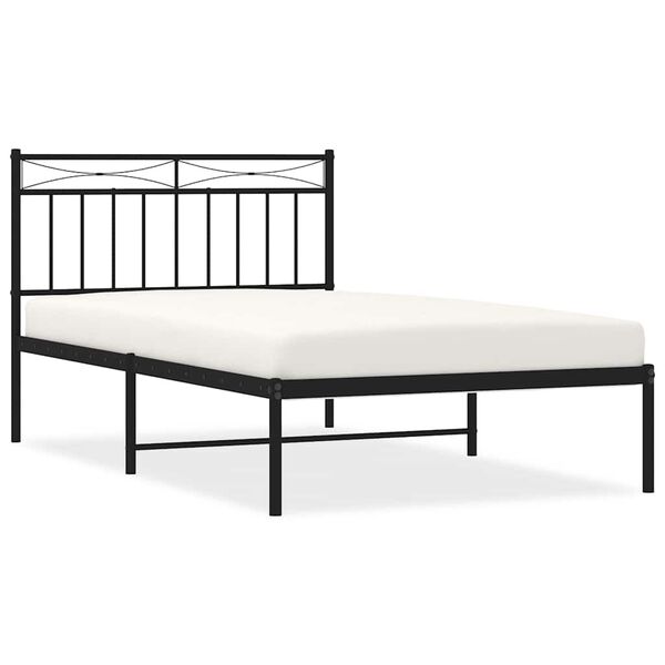 vidaXL Metal Bed Frame without Mattress with Headboard Black 100x200cm