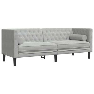 vidaXL Sofa Light Grey 194 x 74.5 x 70.5 cm Velvet