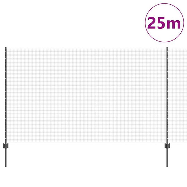 vidaXL Fence and Post Grey 1.4 x 25 m Steel