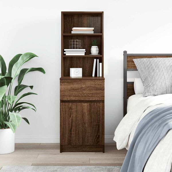 vidaXL Bedside Cabinet Brown Oak 39x35x125 cm Engineered Wood