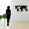 Homemania Wall Decoration World Map 100x56 cm Metal Black