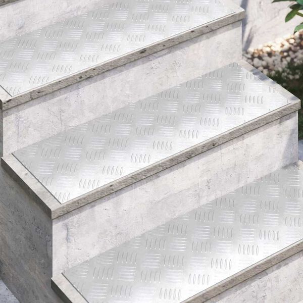 vidaXL Stair Tread Rectangular 2 pcs Silver 75 x 25 cm Aluminium