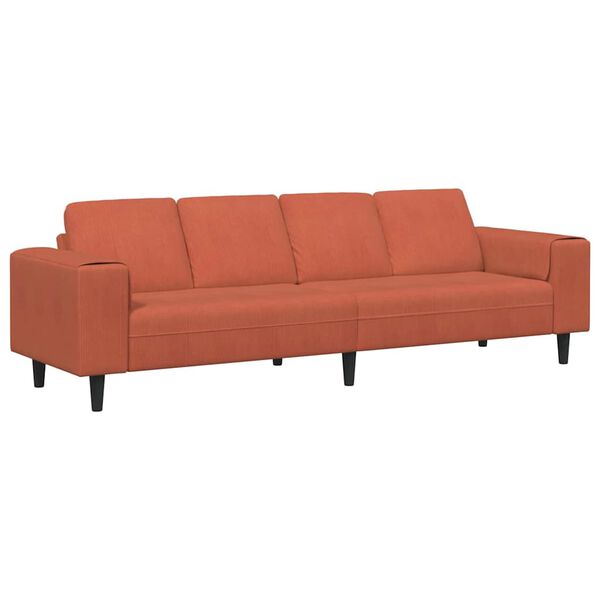 vidaXL Fabric Sofa with Cushion Red Orange Corduroy fabric