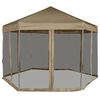 vidaXL Hexagonal Pop-Up Marquee with Sidewalls 3.6x3.1 m Taupe 220g/m²
