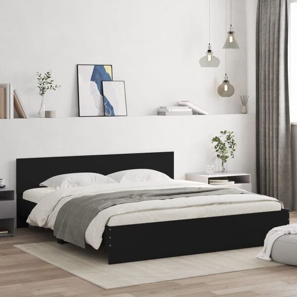 vidaXL Bed Frame without Mattress Black 180x200 cm Super King