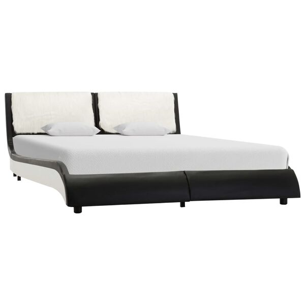 vidaXL Bed Frame with LED without Mattress Black and White 135x190 cm Double