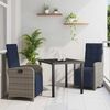vidaXL Garden Dining Set with Cushion 3 pcs Grey Poly Rattan