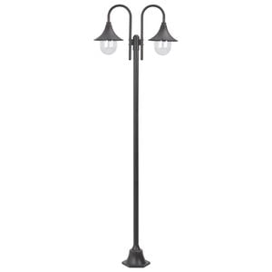 vidaXL Garden Post Light E27 220 cm Aluminium 2-Lantern Bronze