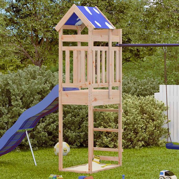 vidaXL Play Tower Brown 85 x 52.5 x 239 cm Solid Pine Wood