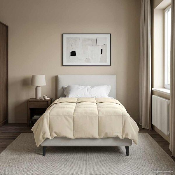 vidaXL Summer Duvet Quilted Cream 140 x 220 cm Microfiber