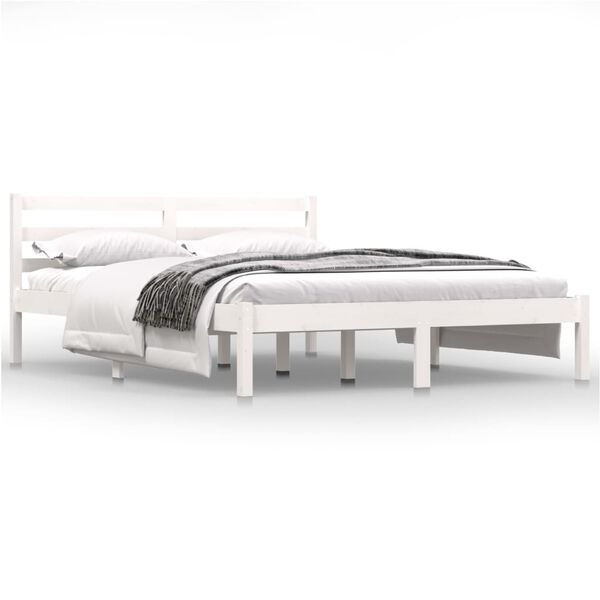 vidaXL Bed Frame without Mattress Solid Wood Pine 140x190cm White