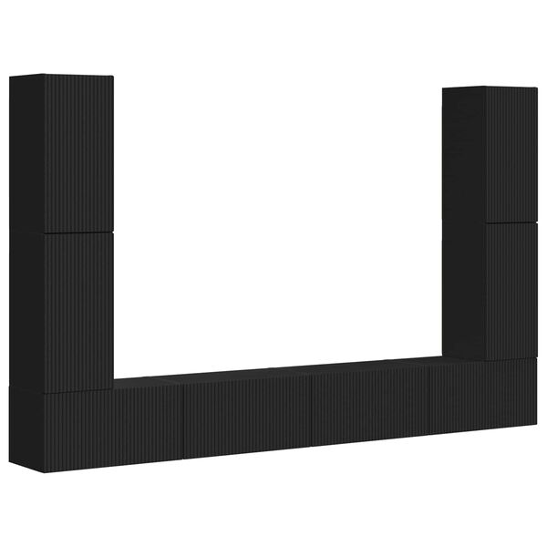 vidaXL TV Cabinet Set 8 pcs Black Engineered Wood