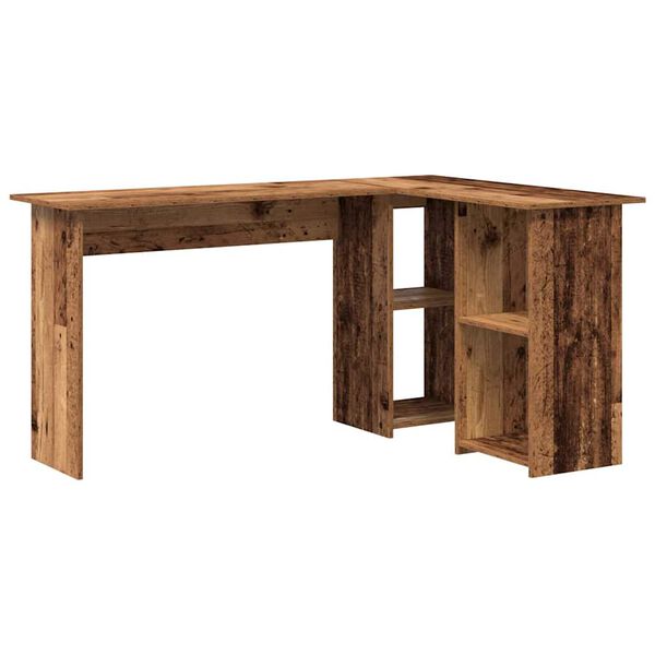 vidaXL Desk with Shelf Old Wood 142 x 102 x 73 cm Engineered Wood