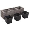 vidaXL Garden Raised Bed with 3 Pots 100x30x36 cm Poly Rattan Grey