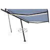 vidaXL Manual Retractable Awning with LED 500x300 cm Blue and White
