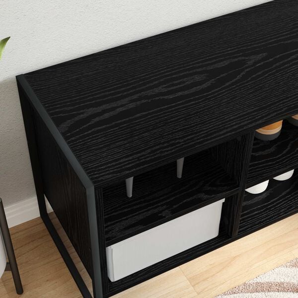 vidaXL Shoe Cabinet Black Oak 60 x 35 x 44 cm Engineered Wood