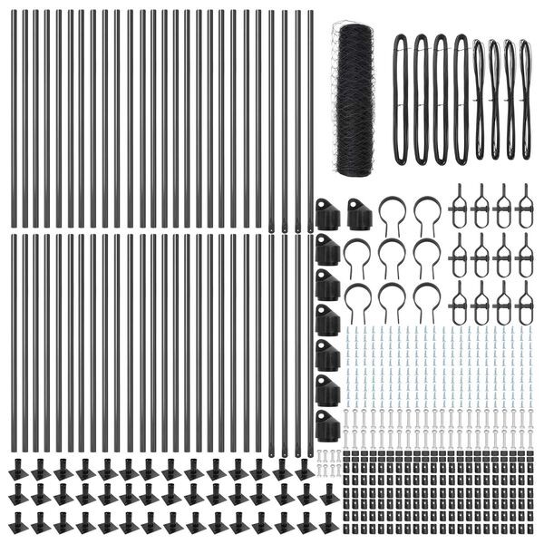 vidaXL Fence with Posts Grey 0.8 x 100 m PVC-coated steel