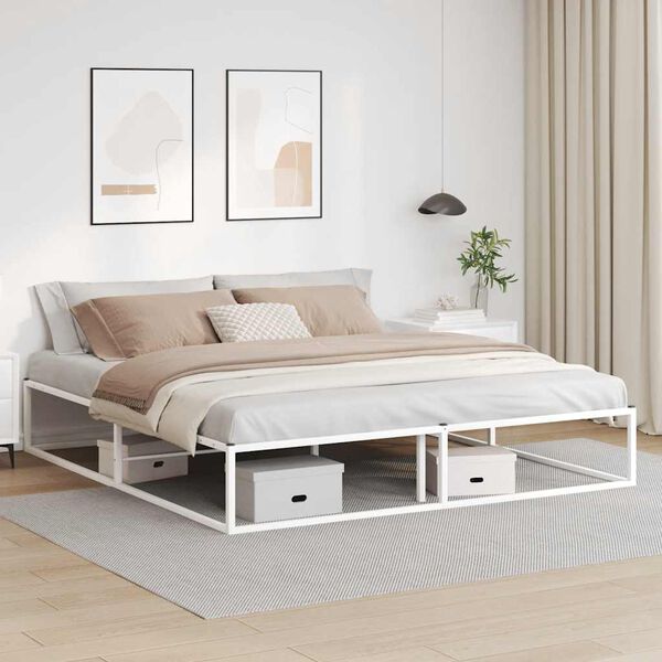 vidaXL Bed Frame without Mattress White 180x200 cm Super King Metal