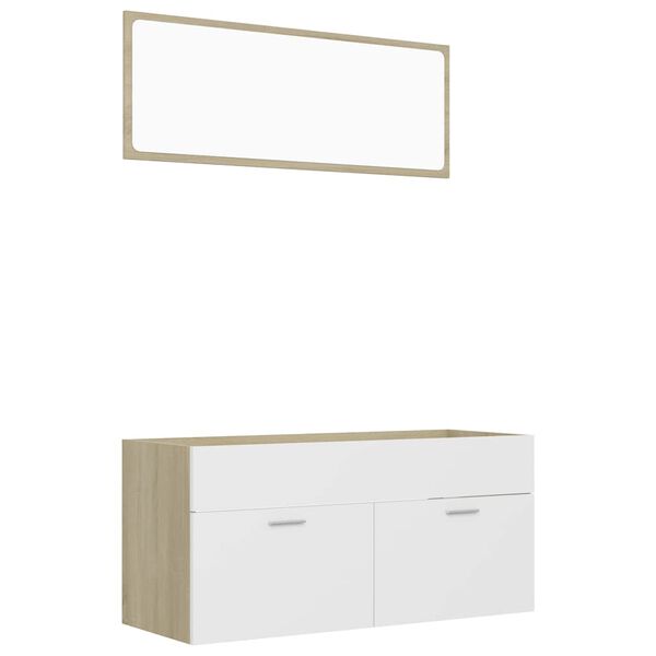 vidaXL 2 Piece Bathroom Furniture Set White and Sonoma Oak Engineered Wood