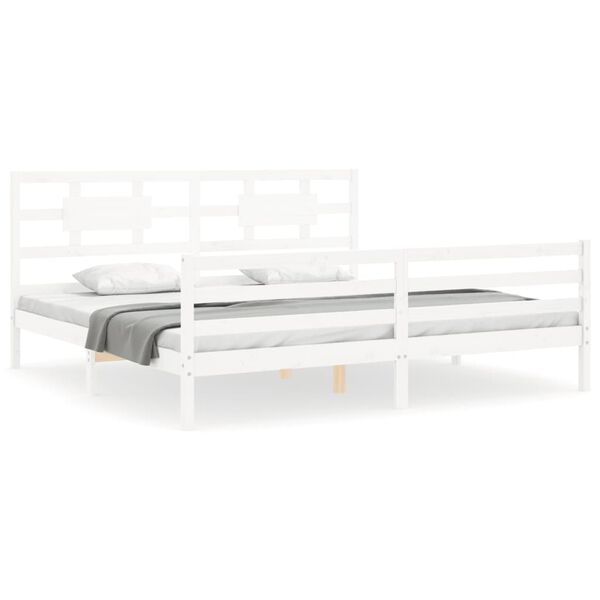 vidaXL Bed Frame without Mattress White Super King Size Solid Wood