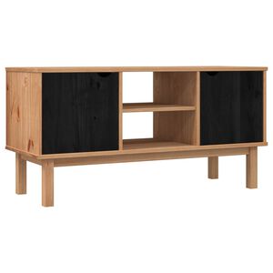 vidaXL TV Stand OTTA 113.5 x 43 x 57 cm Black Solid Pine Wood