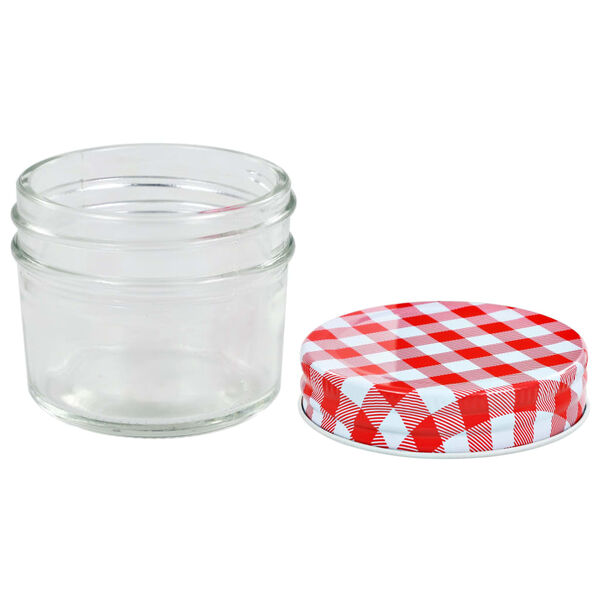 vidaXL Glass Jam Jars with White and Red Lids 24 pcs 110 ml