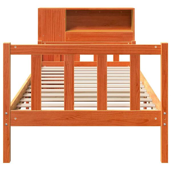 vidaXL Bookcase Bed without Mattress Wax Brown 75x190 cm Small Single Solid Wood