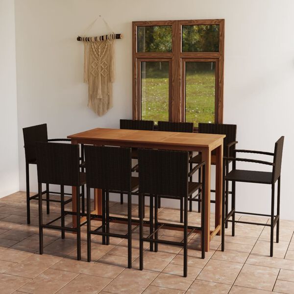vidaXL 9 Piece Garden Bar Set Brown