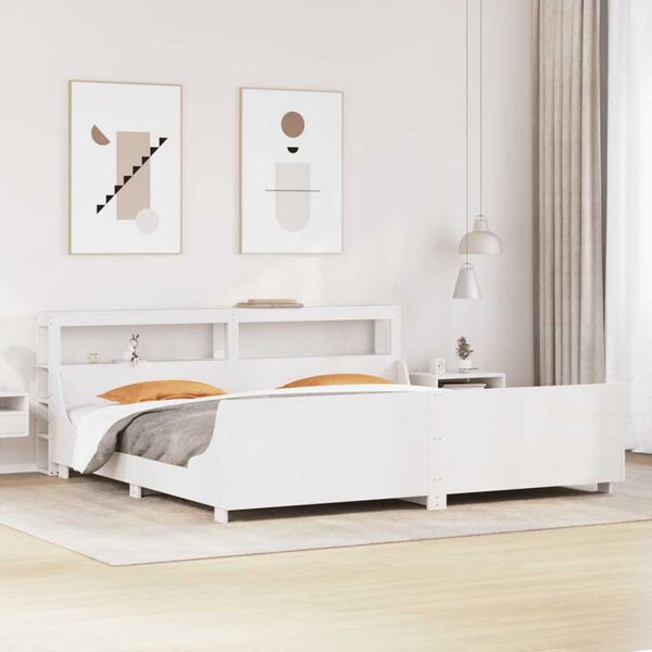 vidaXL Bed Frame without Mattress White 180x200 cm Super King Solid Wood Pine