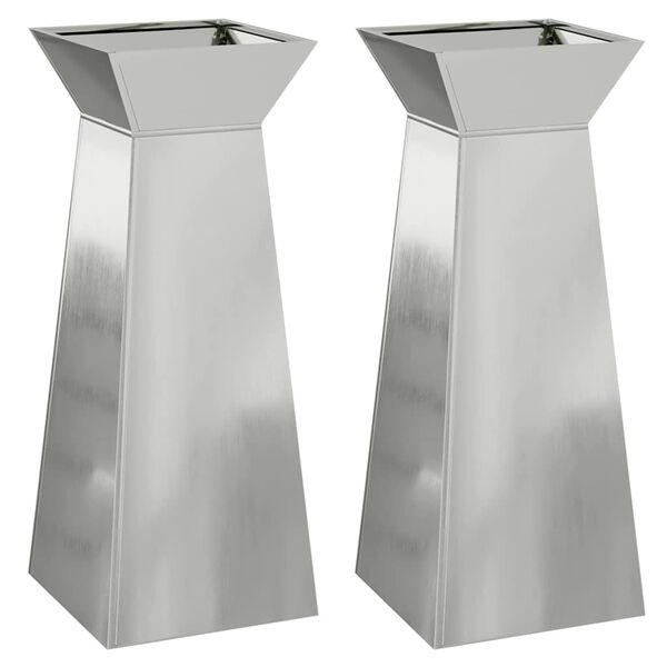 vidaXL Pillar Planter 2 pcs Silver 40 x 40 x 100 cm