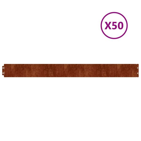 vidaXL Lawn Edgings 50 pcs 10x103 cm Flexible Corten steel