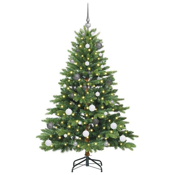 vidaXL Artificial Christmas Tree with 150 LEDs Green 150 cm PE and PVC